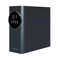 A black four-stage filter cartridge tankless RO system