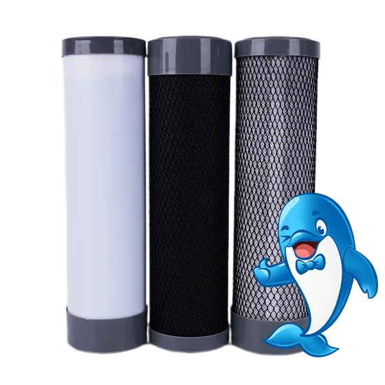 Nuonuo is standing next to 3 filter cartridges.