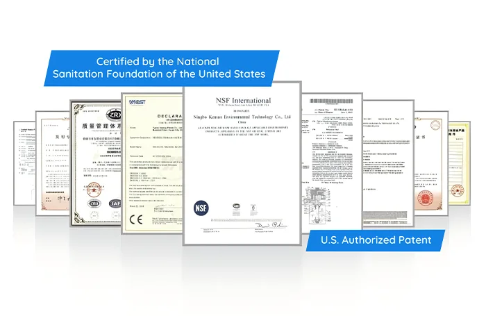 Several Keman brand certification certificates placed together