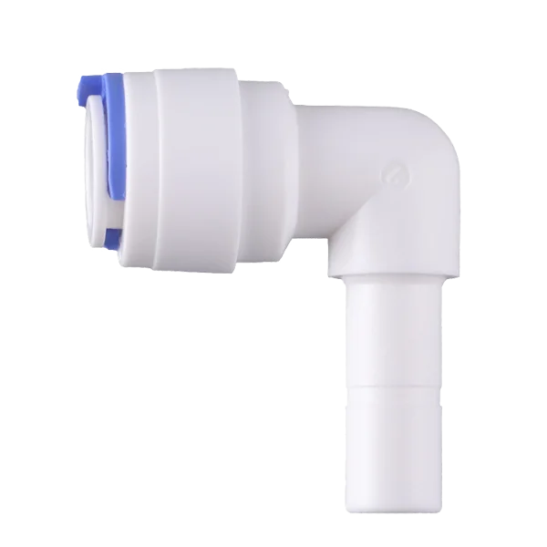 A plug-in water purifier connector with a blue locking clip