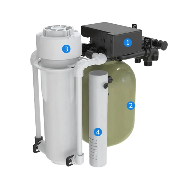 SF-HK purification filter cartridge, resin tank and the overall structure diagram