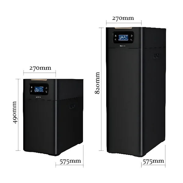 Images of SS-HK dual-tank water softeners in two different sizes