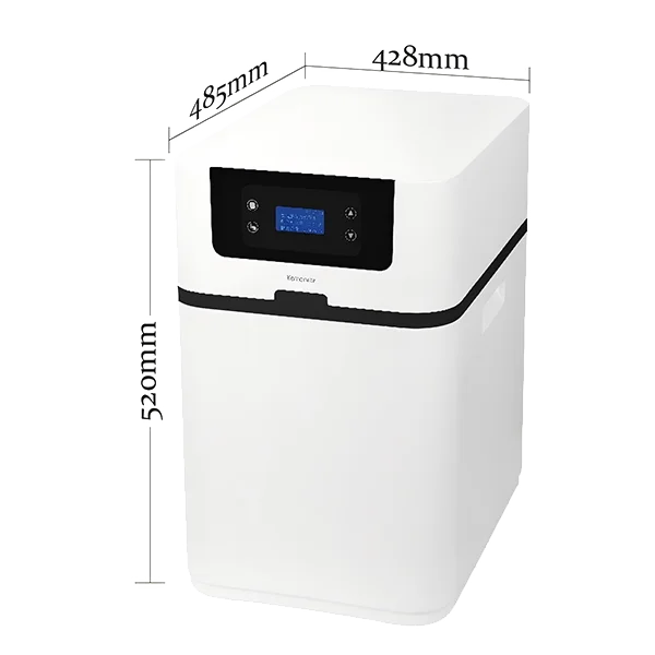 A diagram of the specifications and dimensions of a Three-Tank Water Softener