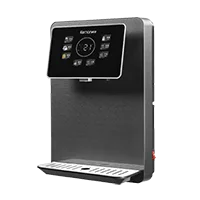 A black wall-mounted hot & cold pipeline water dispenser