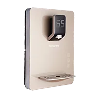 A gold wall-mounted instant hot pipeline water dispenser