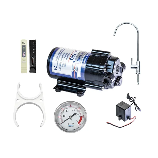 Different types of water purifier components placed together